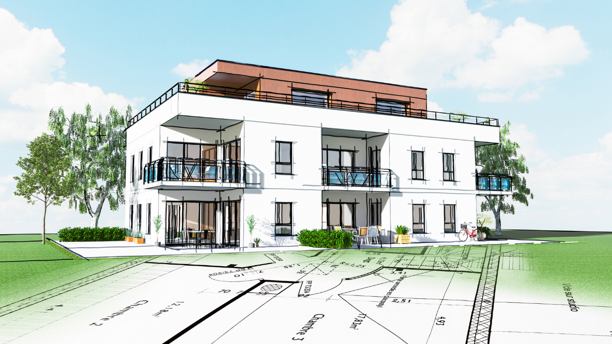 3D-rendered virtual environment - house schematic